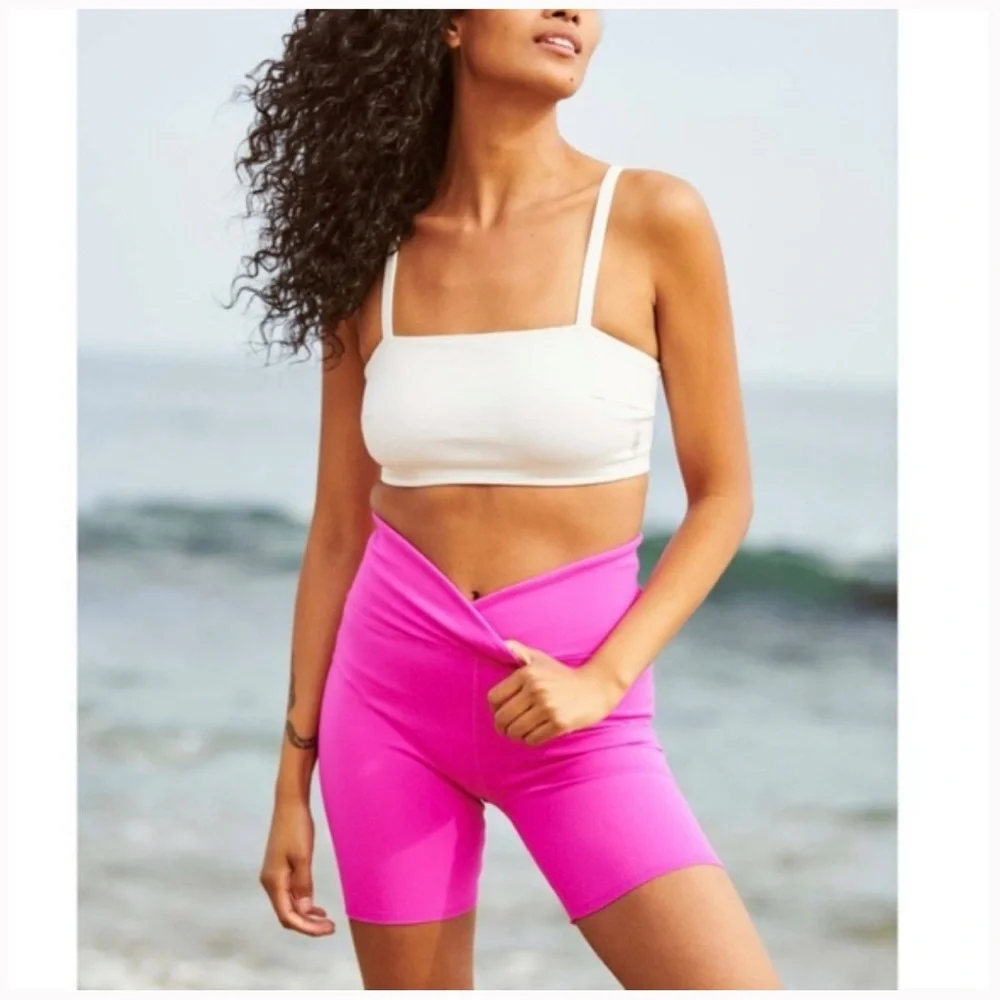FREE PEOPLE MOVEMENT PINK CROSS WAIST BLAZE IT BIKE SHORTS